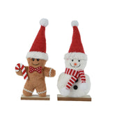 Decoris Polyester Figure with Red Hat 28cm - Gingerbread Man or Snowman (2 Assorted)
